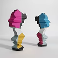 Colorful Abstract Decorative Ornament Set With Geometric Color Blocks Modern Style Home Decor Accents