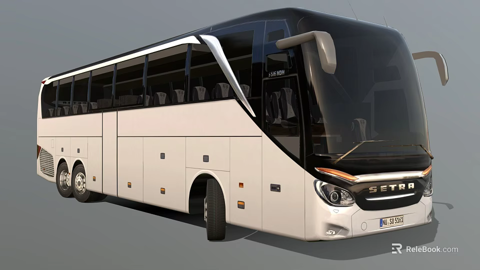 White Setra Bus Featuring Modern Design Large Windows And Spacious Passenger Seats 3d model 