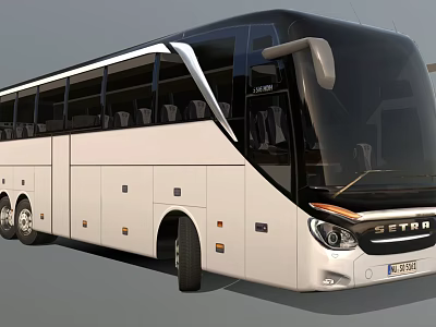 White Setra Bus Featuring Modern Design Large Windows And Spacious Passenger Seats 3d model