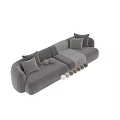 Modern Two Seater Sofa Upholstered With Soft Pillows And Throw Blanket In Various Neutral Colors
