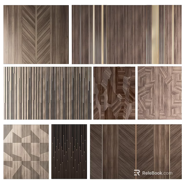 Modern Sofa Backdrop Wall Designs With Various Wooden Textures And Patterns 3d model