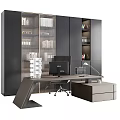 Modern Office Desk Setup With Computer Monitor Office Chair And Storage Cabinets