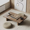 Modern Go Game Chess Table and Chair Combination 3d model