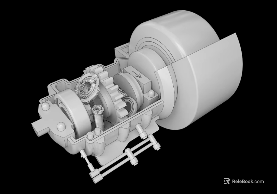 Industrial Equipment 3D Model Showing Internal Gear Mechanism And Shaft Components 3d model 
