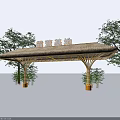 Visitor Base Entrance Gate With Straw Roof And Bamboo Pillars Surrounded By Trees