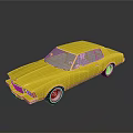 Golden Vintage Car With Shiny Exterior And Classic Retro Design Details