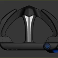 Ergonomic Fitness Equipment With Blue Curved Component And Black Base Design