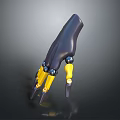 3D Model Of Black Mechanical Arm With Yellow Fingers And Blue Joints