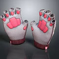 Sporty Protective Gloves With Pink Pads And Gray Breathable Mesh Material
