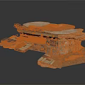 Floating Layered Rock Platform Structure With Industrial Metal Framework And Support Decks