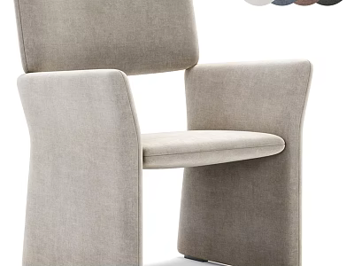 Modern Minimalist Single Chair With Light Gray Fabric And Unique Armrest Design 3d model