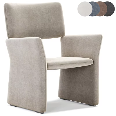 Modern Minimalist Single Chair With Light Gray Fabric And Unique Armrest Design 3d model