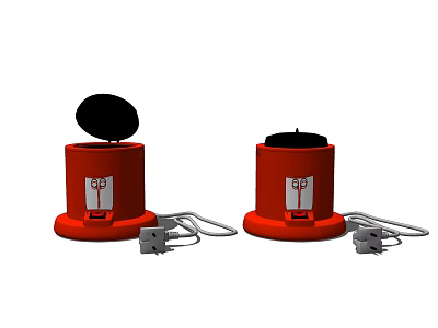 Functional Red Kitchen Appliances with Open Lids and Connected Plugs for Home Use 3d model