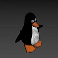 Cute Black and White Penguin Character with Orange Feet for Game Movie Roles