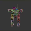 3D Model Of Gray Armored Mechanical Robot With Mechanical Arms Legs And Antenna