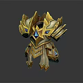 Golden Ornate Mechanical Armor With Blue Gems Spiked Geometric Design