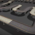 Realistic Road Scene Components With Curved Straight Roads And Lane Markings