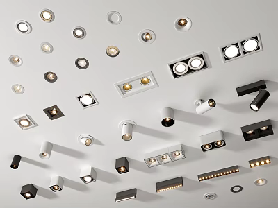 Various Stylish Downlights and Spotlights with Different Designs for Interior Lighting Solutions 3d model