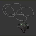 Silver Wolf Head Pendant Necklace With Green Eyes Fashion Accessory Design