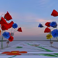 Colorful Flower Decorated Path Blooming All The Way Starting Here 3d model