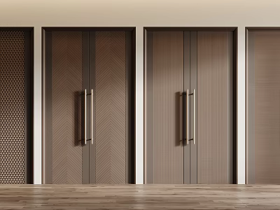 Modern Double Door Combo Door Swing Door Wooden Door Combination 3d model