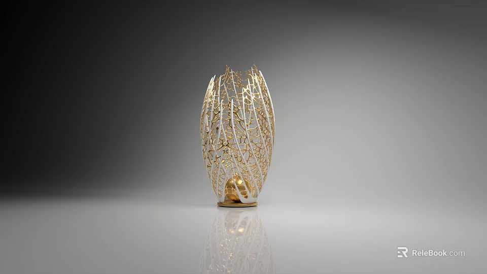 Modern Elegant Golden Hollow Mesh Decorative Ornament Set For Tabletop Decoration 3d model 