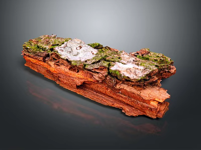Garden Landscape Natural Decoration With Green Moss And Wooden Texture Details 3d model