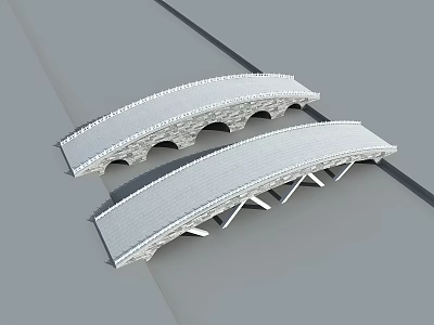 Modern Stone Arched Bridges with Curved Structure and Architectural Details 3d model