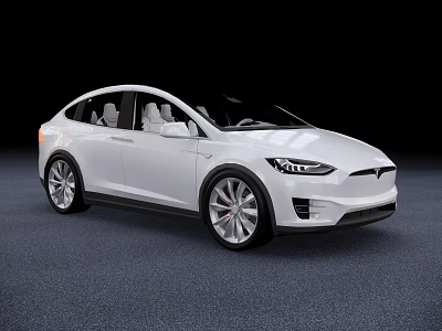 White Tesla Model X Exterior Design With Alloy Wheels And Headlights 3d model