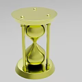 Golden Hourglass Decorative Ornament Set With Metal Frame And Round Base