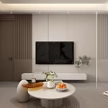 Modern Bright Minimalist Living And Dining Room With Warm Neutral Tone Comfortable Home Interior Decoration