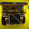 Large Yellow Dump Truck With Big Tires Cab And Ladder Structure