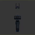 Futuristic Blue Delta Sci Fi Weapon With Detachable Components And Parts