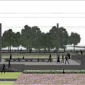 Modern Urban Architecture Scene With High Rise Buildings Plaza And Pedestrians