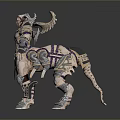Detailed Fantasy Armored Character With Horns And Mythical Creature In 3D Model Design