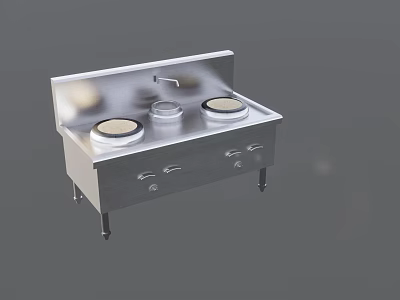 Commercial Kitchen Stainless Steel Cooking Range With Burners Faucet And Drawers 3d model
