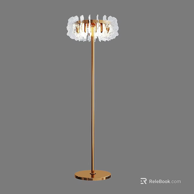 Elegant Modern Floor Lamp With Golden Stand And Cloud Like White Lampshade 3d model 