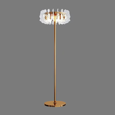 Elegant Modern Floor Lamp With Golden Stand And Cloud Like White Lampshade 3d model
