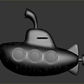 Vintage Submarine Model With Periscope Round Portholes Textured Surface And Rear Propeller