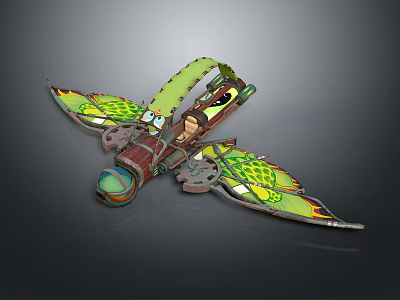 Futuristic Cosmic Spacecraft With Green Yellow Wings Transparent Cockpit And Unique Design 3d model