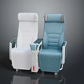 Modern Vehicle Seats Design With White And Blue Upholstery And Comfortable Armrests