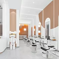 Modern Beauty Salon Interior With White And Beige Decor Barber Chairs And Mirrors