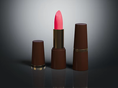 High Quality Cosmetics Lipstick With Pink Shade Brown Packaging And Elegant Design 3d model