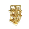Golden Multi Level Architectural Model With Staircases Platforms And Frame Structure 3d model