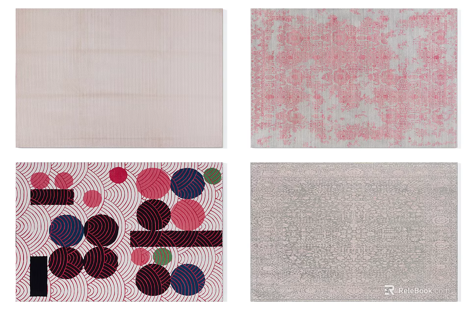 Square Rugs Featuring Various Colorful Patterns And Contemporary Design Styles 3d model