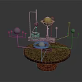Artistic Exquisite Ornament Set With Metal Stands Multiple Spheres And Circular Base