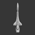 Old Metallic Sci Fi Warship Model With Engine Thrusters Floating In Dark Background