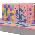 Colorful Kids Playground With Climbing Wall Colorful Blocks Circles And Soft Floor