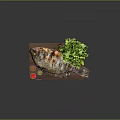 Grilled Whole Fish Served on Wooden Cutting Board with Fresh Lettuce and Sauces