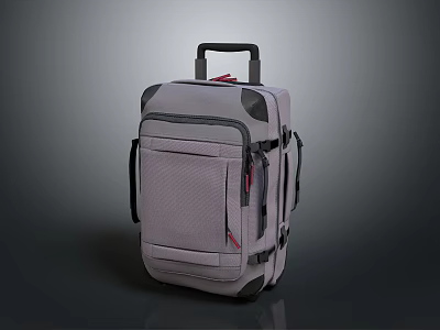Gray Modern Rolling Suitcase With Retractable Handle Exterior Pockets And Smooth Wheels 3d model